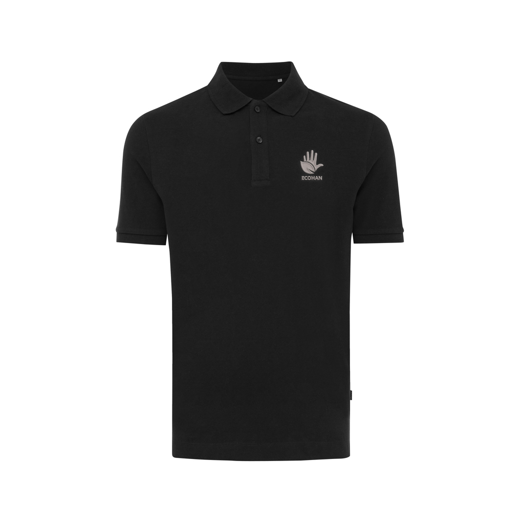 Polo noir à logo sur la poitrine