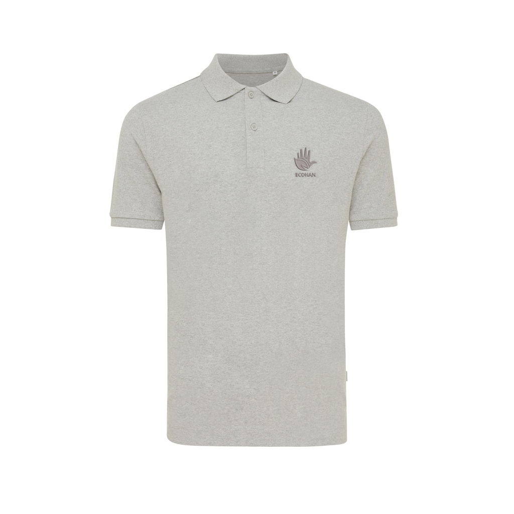 Polo gris à manches courtes avec logo sur la poitrine