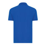 Dos d’un polo bleu à manches courtes