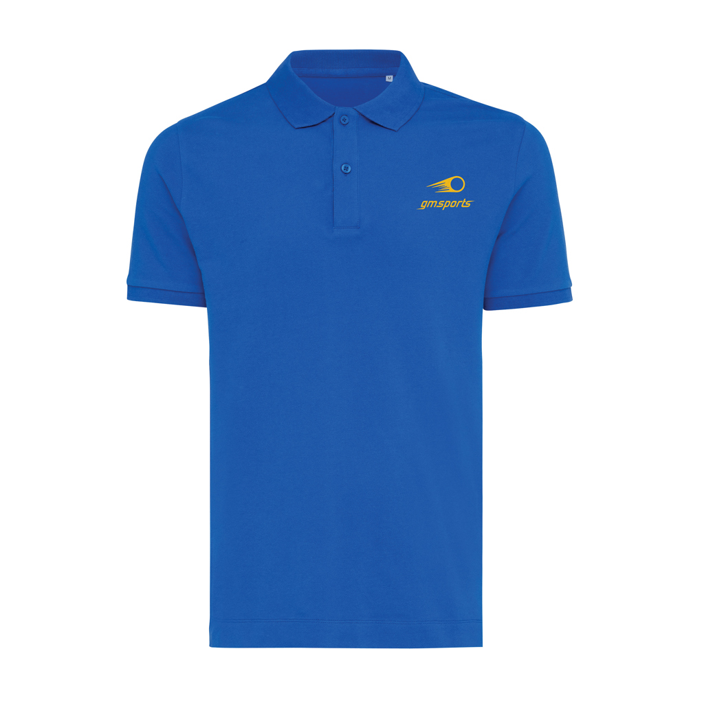 Polo bleu avec logo sportif jaune
