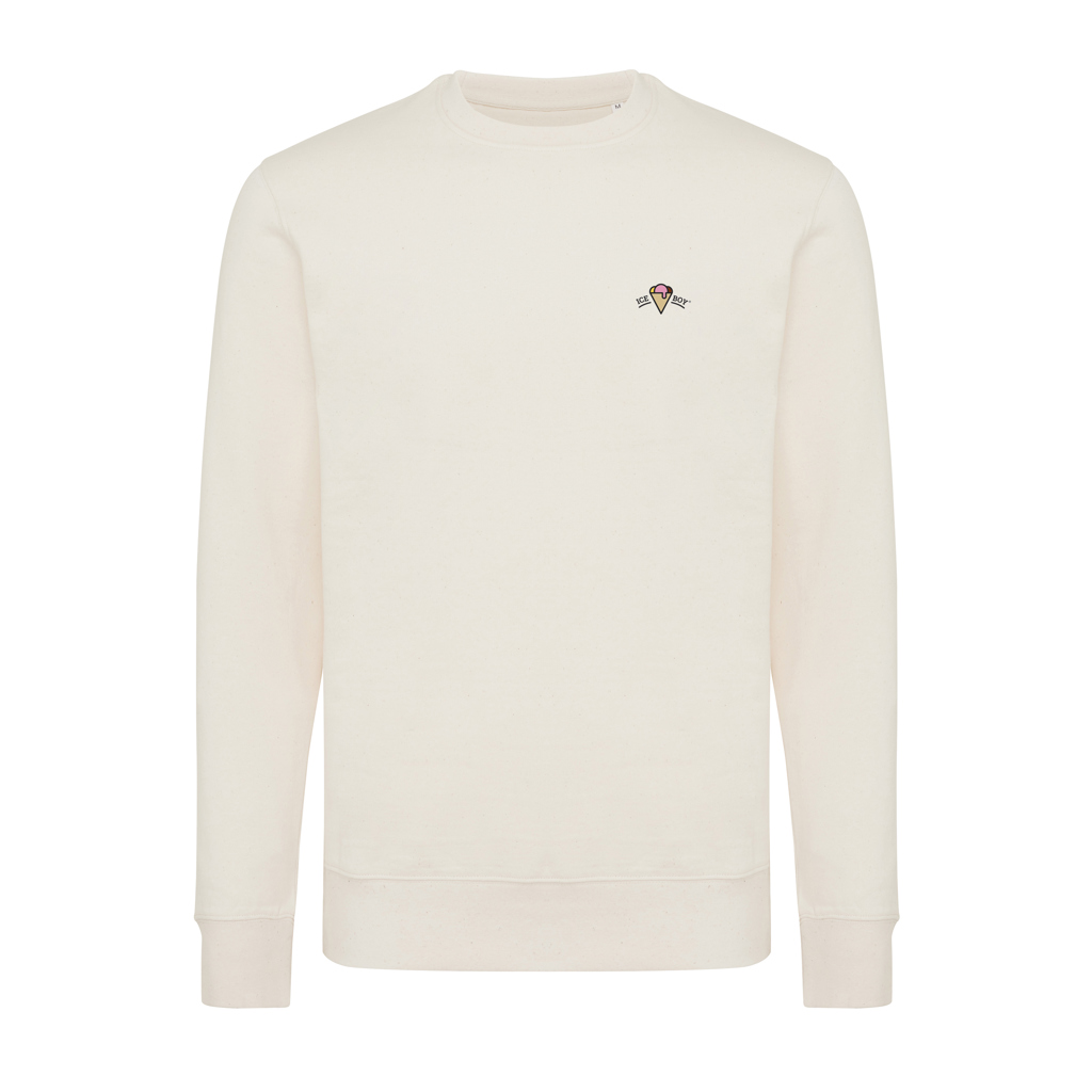 Sweat-shirt beige à col rond minimaliste