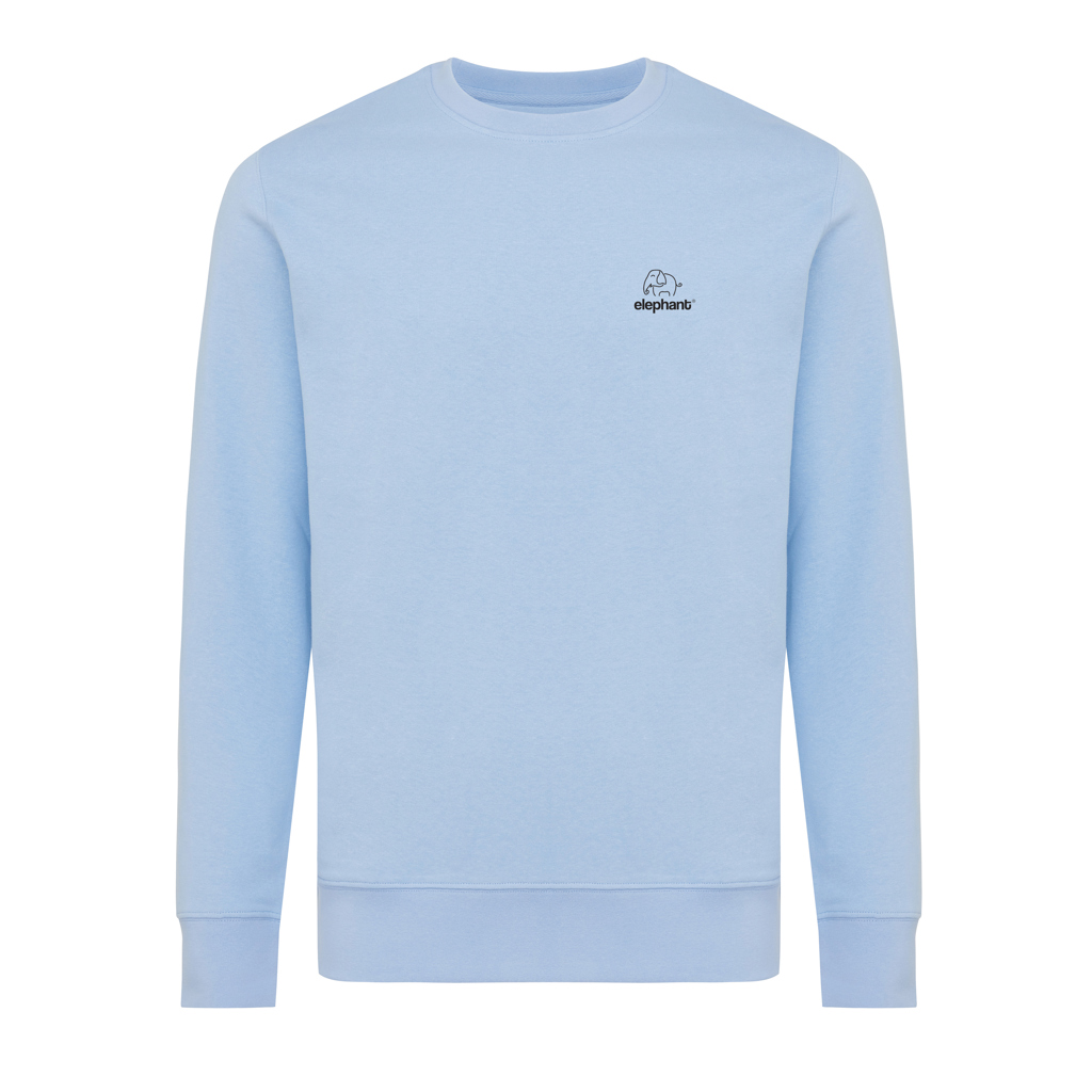 Sweat-shirt bleu clair à col rond.