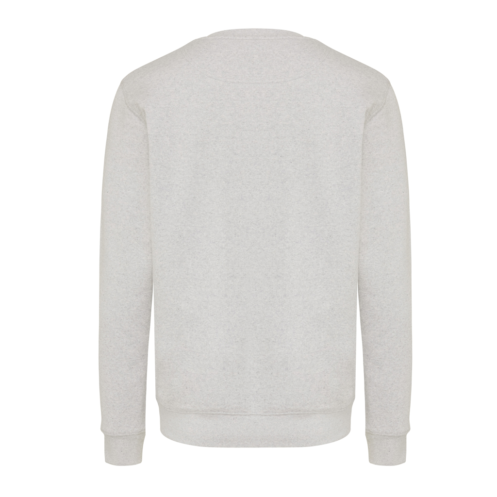 Dos d’un sweat gris clair uni.
