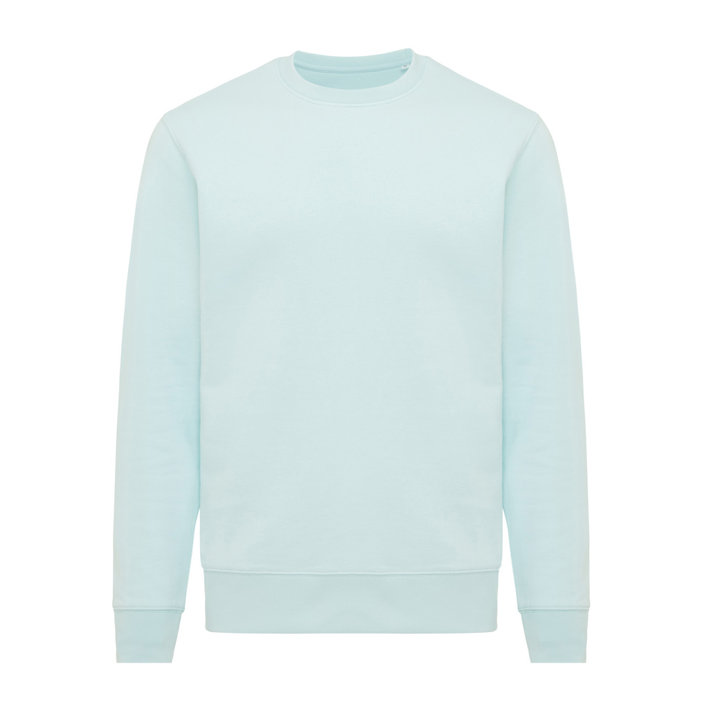 Sweat-shirt bleu clair à col rond.