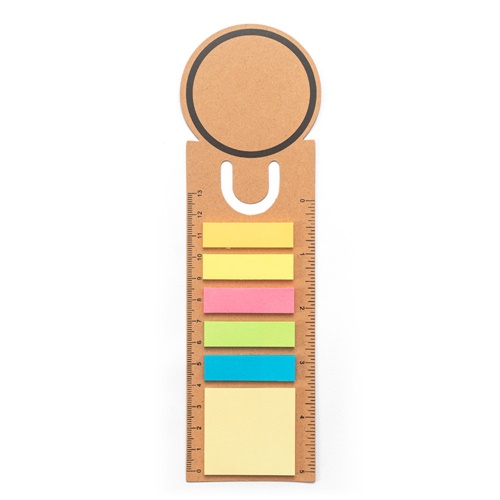 Règle en carton avec notes adhésives colorées