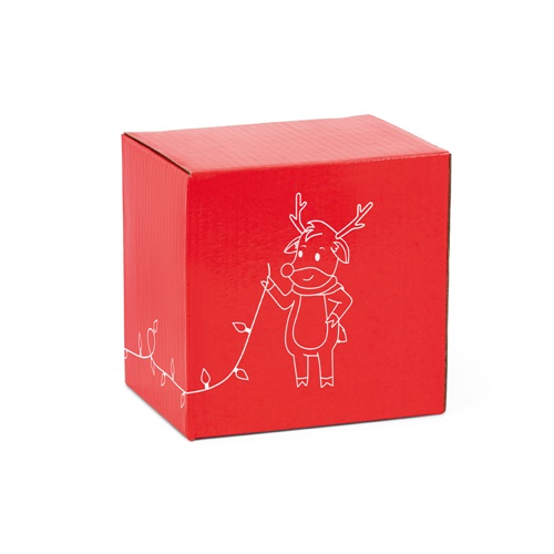 Boîte rouge avec dessin de renne décoratif