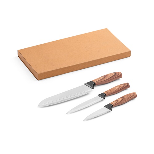 BAHARAT. Lot de 3 couteaux de cuisine avec lame en acier inoxydable et manche ergonomique