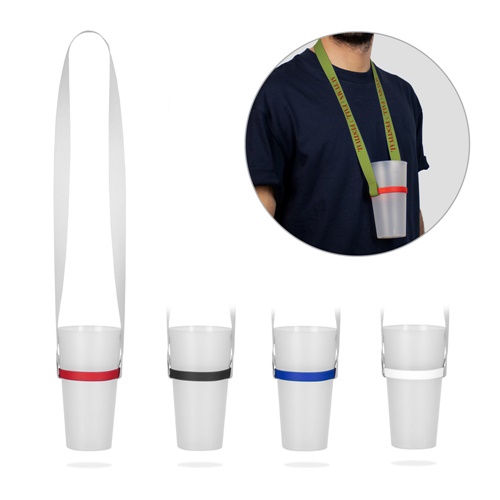 ROTHERHAM. SET Lanière SUBLIMATION Long II (20 mm) Duo en polyester recyclé (100 % rPET) avec porte-gobelets en silicone