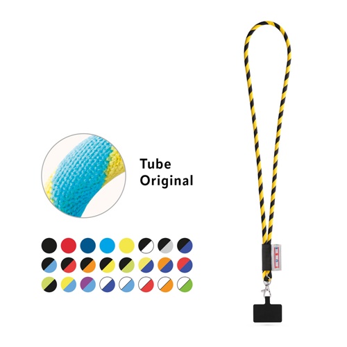 GOSPORT. SET Tube de lanière long (Ø 7 mm) avec mousqueton à déclenchement de 9 mm et support pour téléphone portable