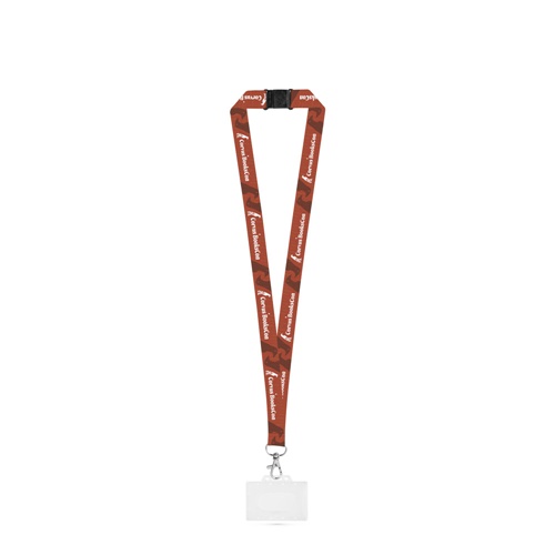 BARNSLEY. Lanière SET SUBLIMATION Long II (20 mm) en polyester recyclé (100 % rPET) avec mousqueton de 20 mm, fermoir de sécurité et porte-badge/carte rigide 91 x 68 mm