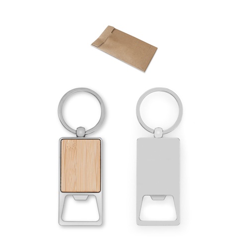SYLVESTER. Porte-clés rectangulaire en fer avec décapsuleur