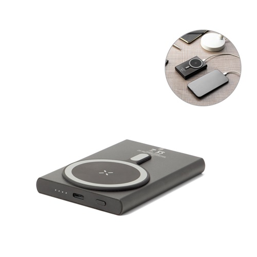 WRIGHT 5. Batterie externe magnétique avec recharge ultra-rapide en aluminium recyclé et ABS recyclé 5 000 mAh