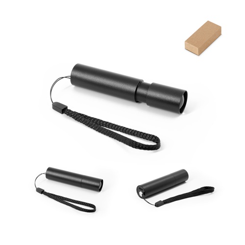BRUCE. Lampe torche rechargeable en aluminium recyclé (100 % rAL) avec embout extensible de 30 mm