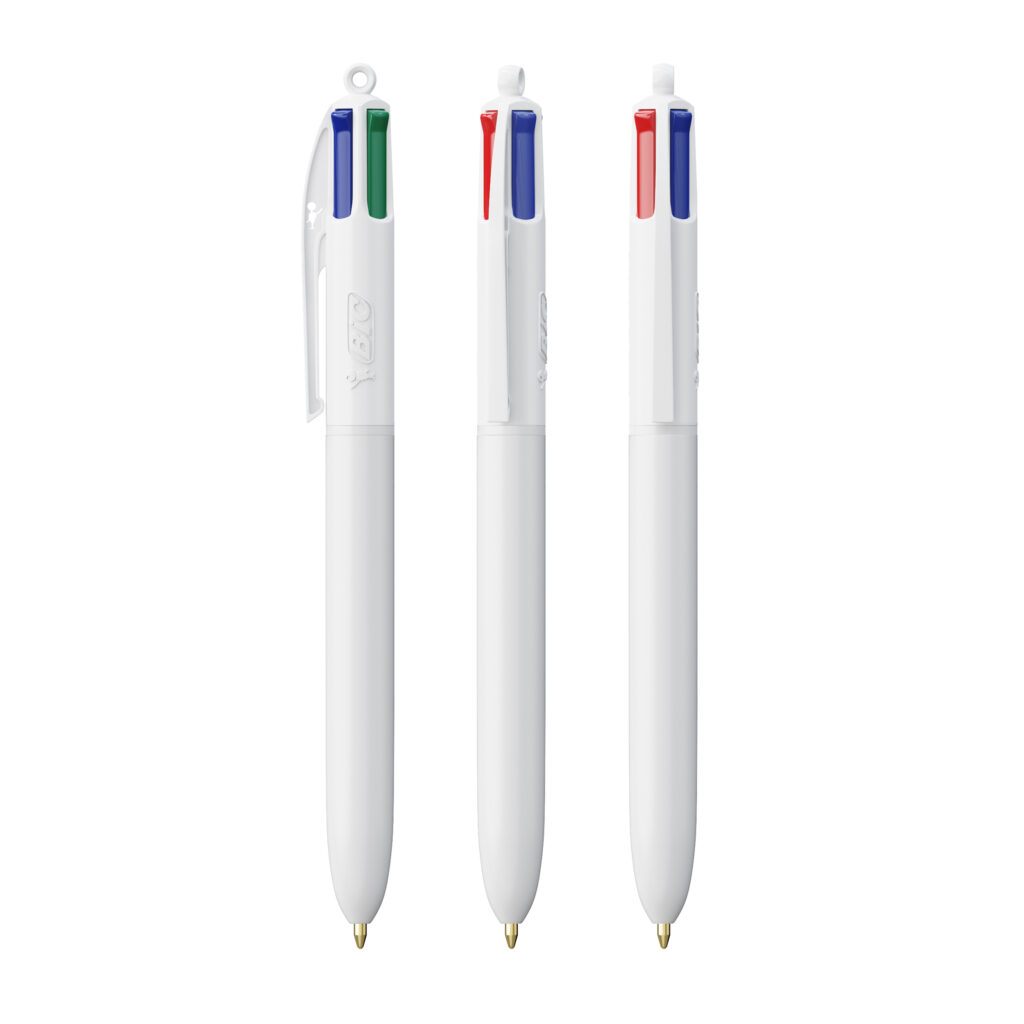 Stylos à bille blancs à quatre couleurs