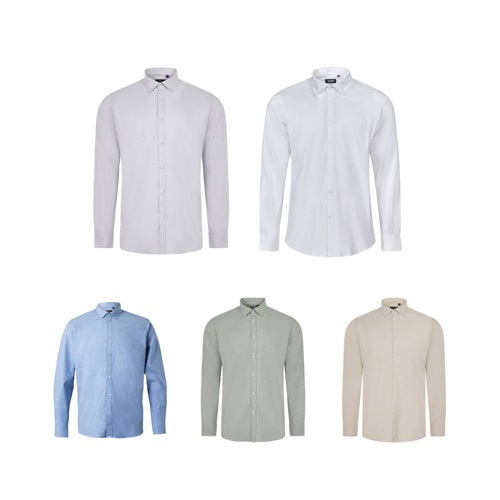 VL PRITHVI MAN. Chemise Oxford pour homme (180 g/m²) en coton (50 %), polyester (45 %) et élasthanne (5 %)