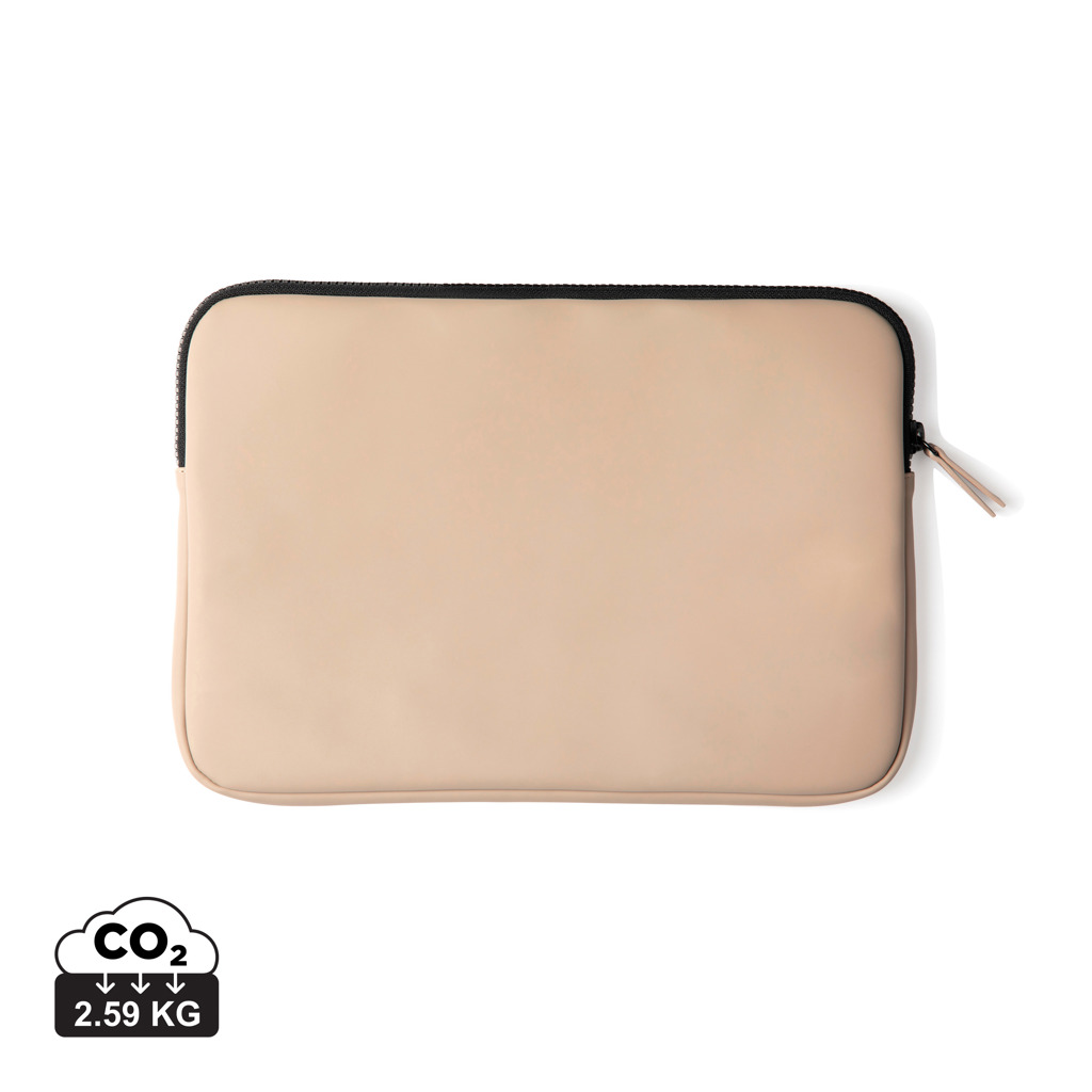Housse d’ordinateur beige avec fermeture éclair noire