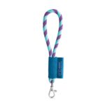 Dragonne rayée turquoise et violette avec mousqueton