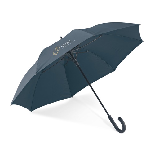 Parapluie bleu foncé avec poignée courbée