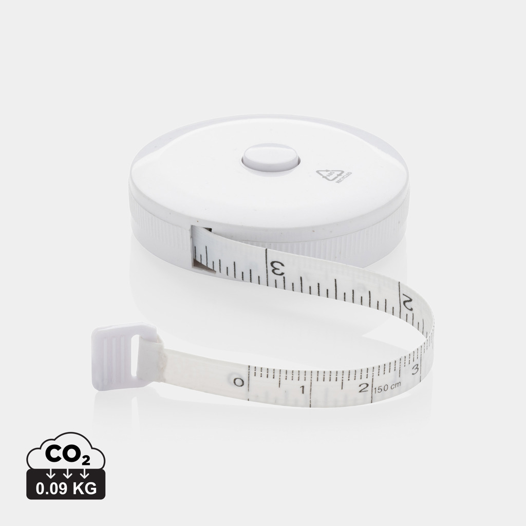 Mètre ruban rétractable blanc avec boîtier rond