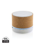 Enceinte Bluetooth cylindrique en liège avec base lumineuse