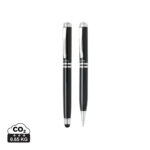 Deux stylos noirs élégants avec finitions argentées