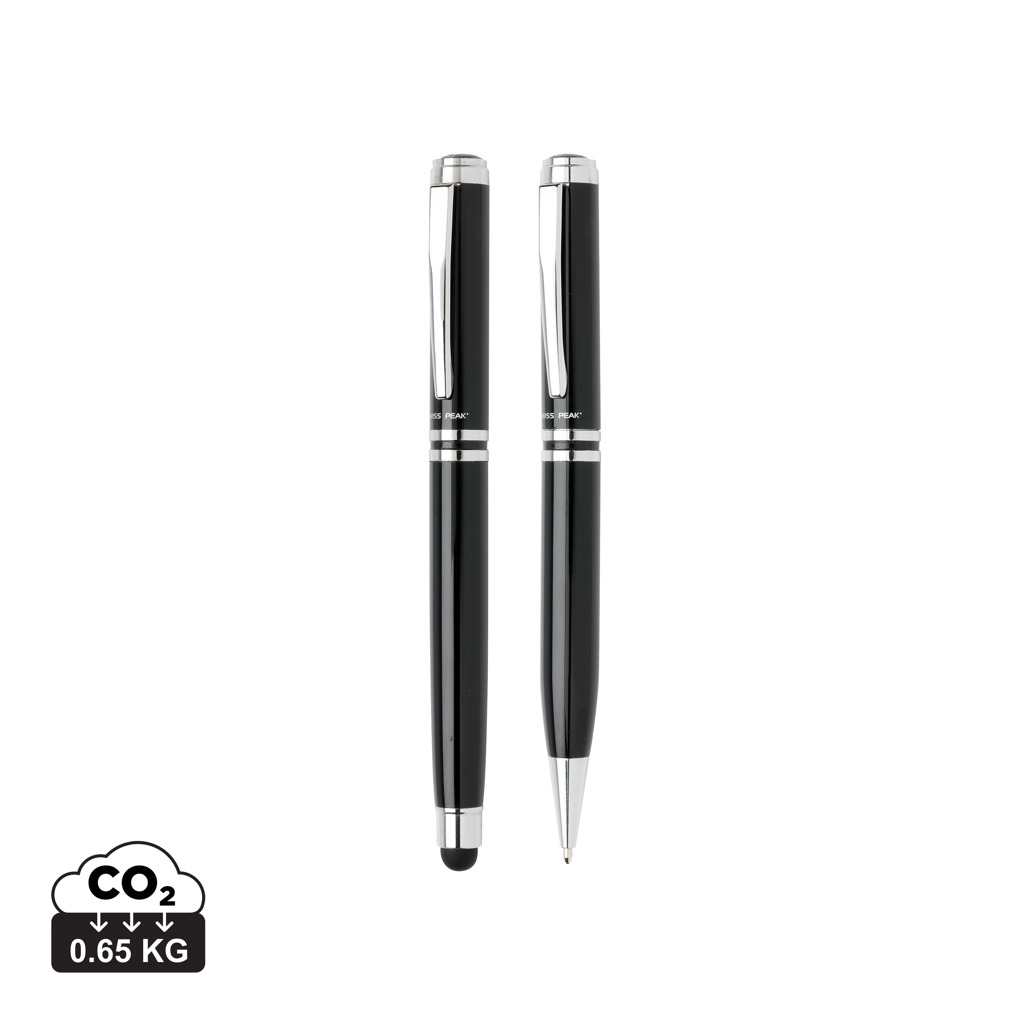 Deux stylos noirs élégants avec finitions argentées