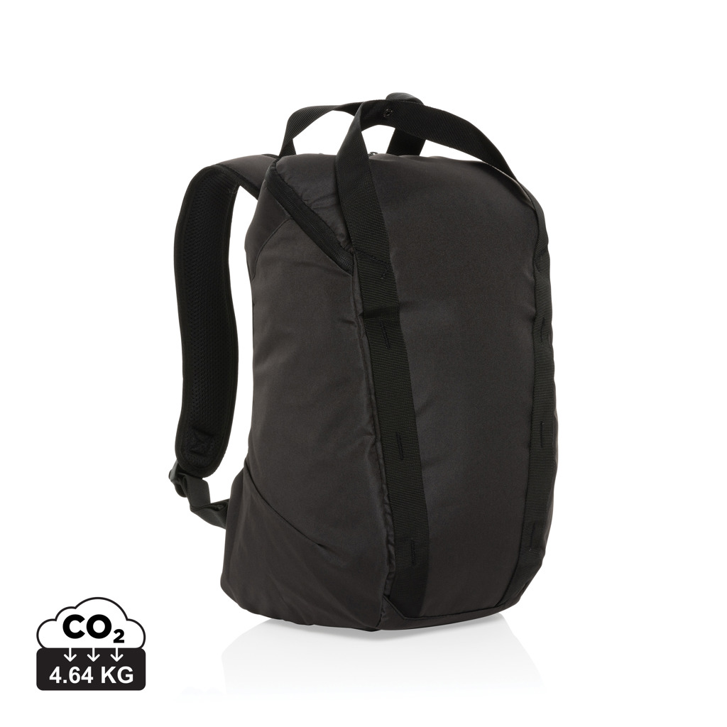 Sac à dos noir minimaliste sur fond blanc