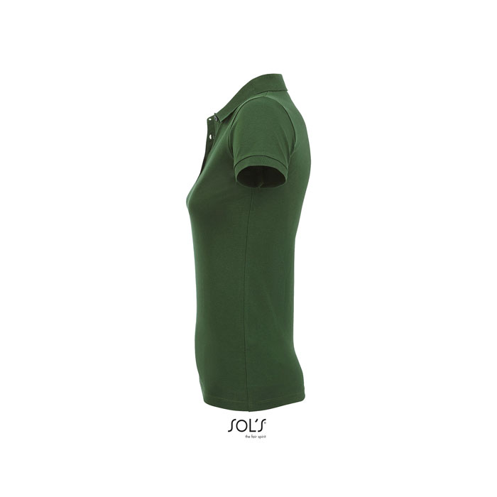 Polo femme vert coupe ajustée vue profil