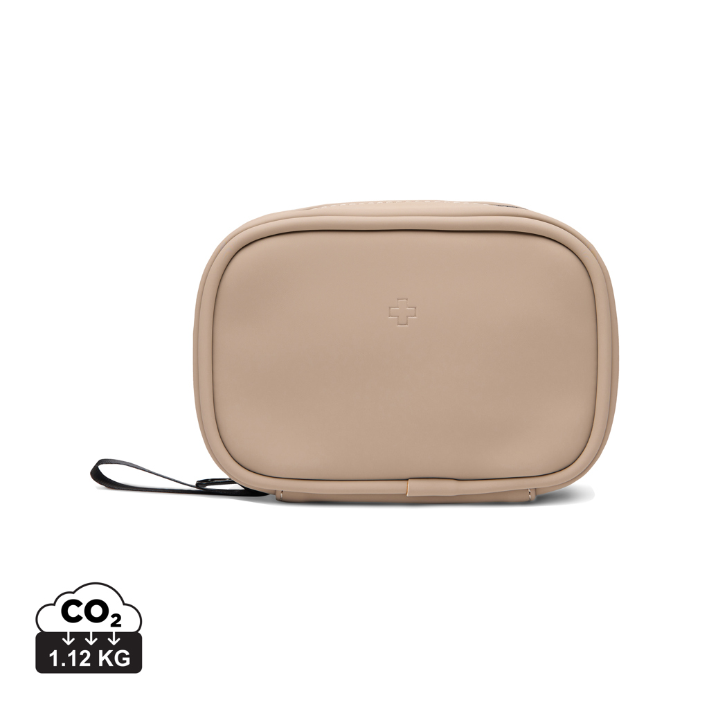 Trousse beige rectangulaire avec fermeture éclair