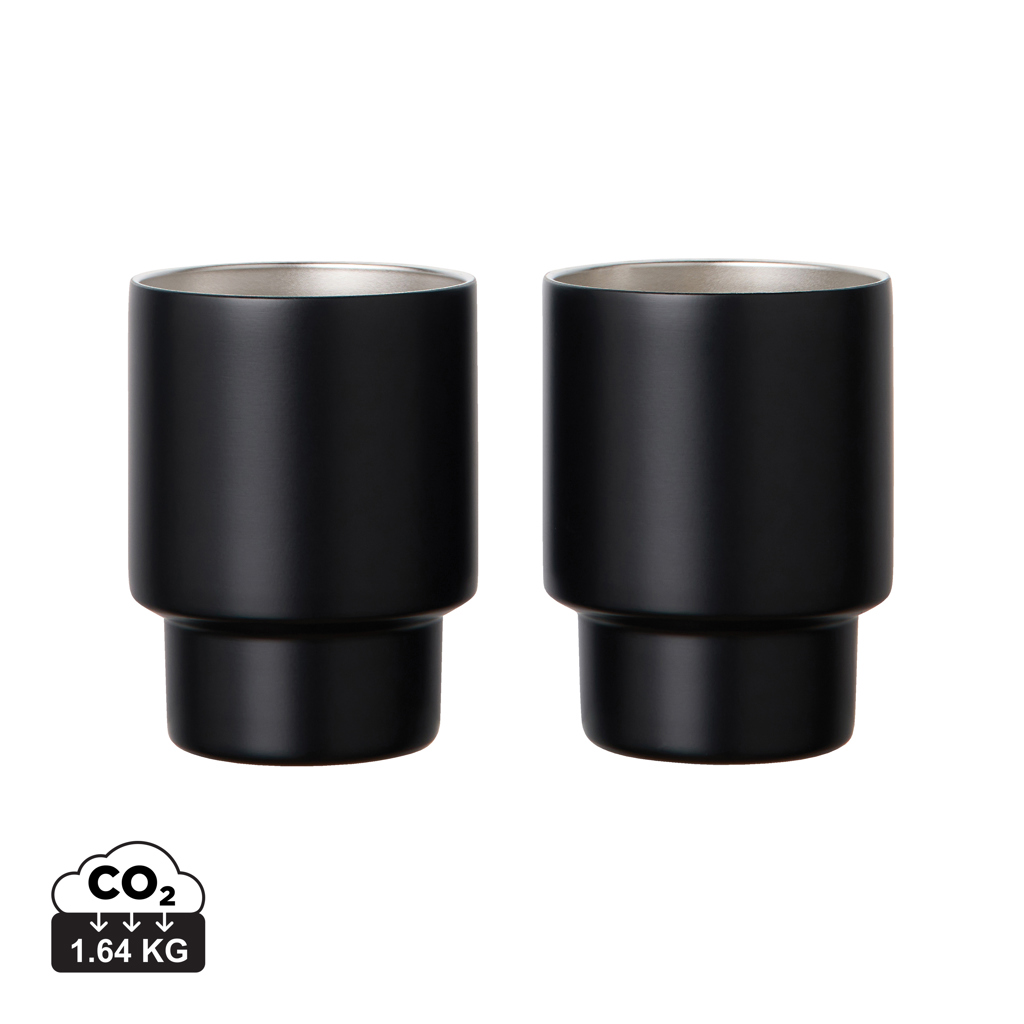 Deux gobelets noirs en acier inoxydable