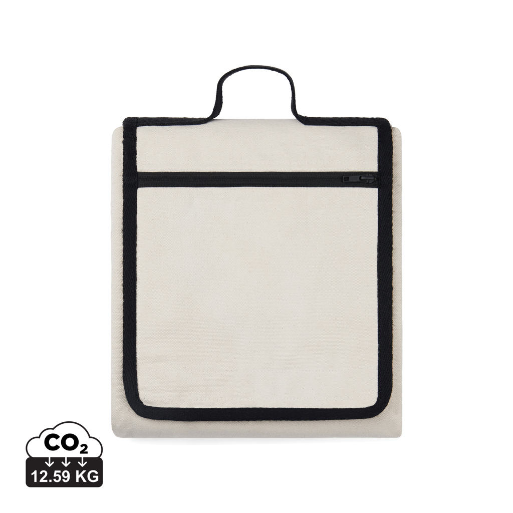 Organiseur pliable en toile beige avec poignée