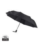 Parapluie noir pliant ouvert sur fond blanc
