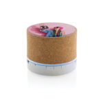 Enceinte Bluetooth cylindrique en liège avec motif coloré
