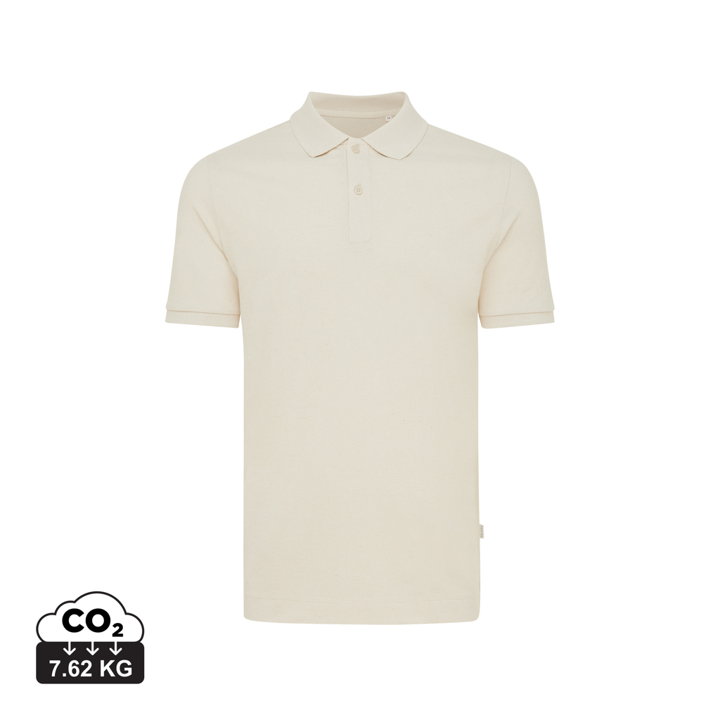 Polo beige manches courtes fond blanc