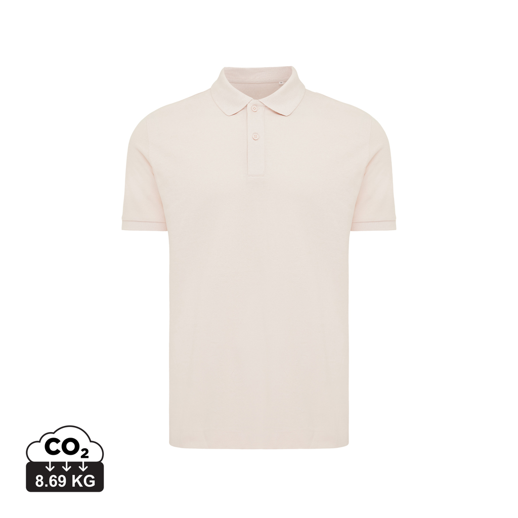 Polo beige manches courtes sur fond blanc