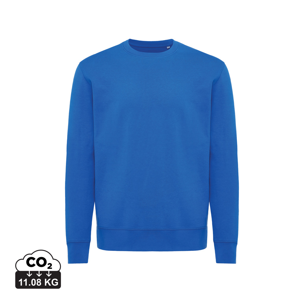 Sweat-shirt bleu uni à col rond