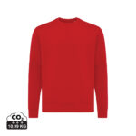 Sweat-shirt rouge uni avec empreinte carbone affichée
