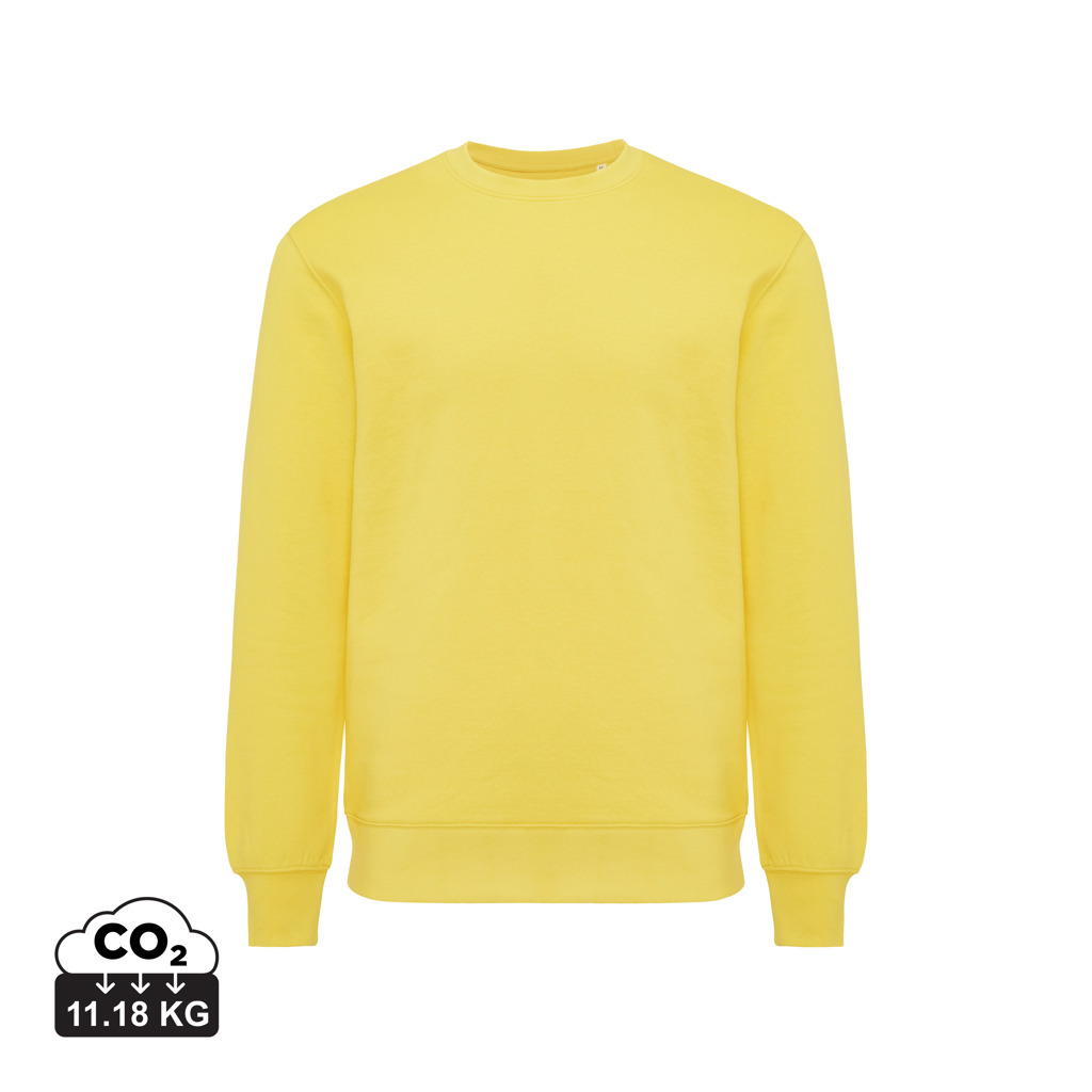 Sweat-shirt jaune uni avec empreinte carbone indiquée