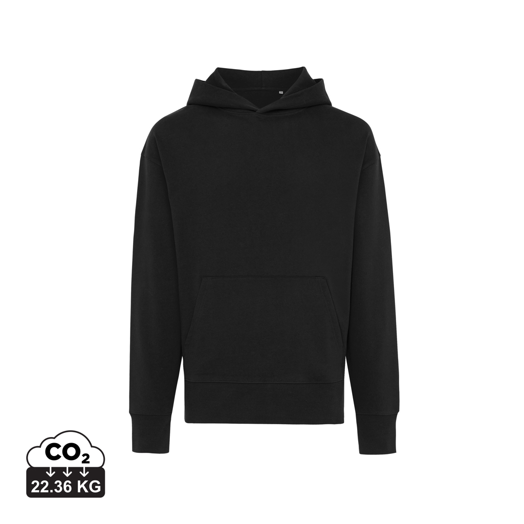 Sweat à capuche noir uni vue de face