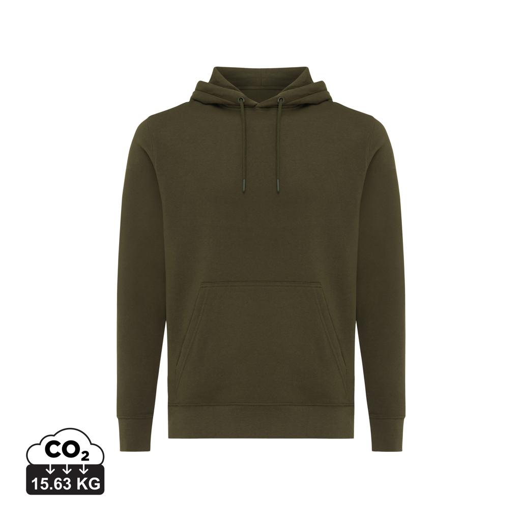 Sweat à capuche vert kaki uni
