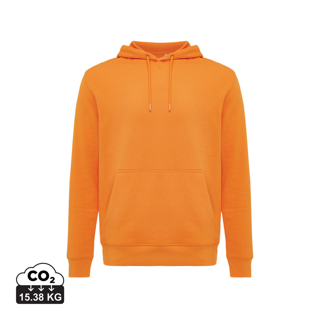 Sweat à capuche orange uni avec poche kangourou