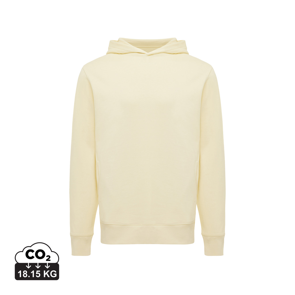 Sweat à capuche beige uni vue de face