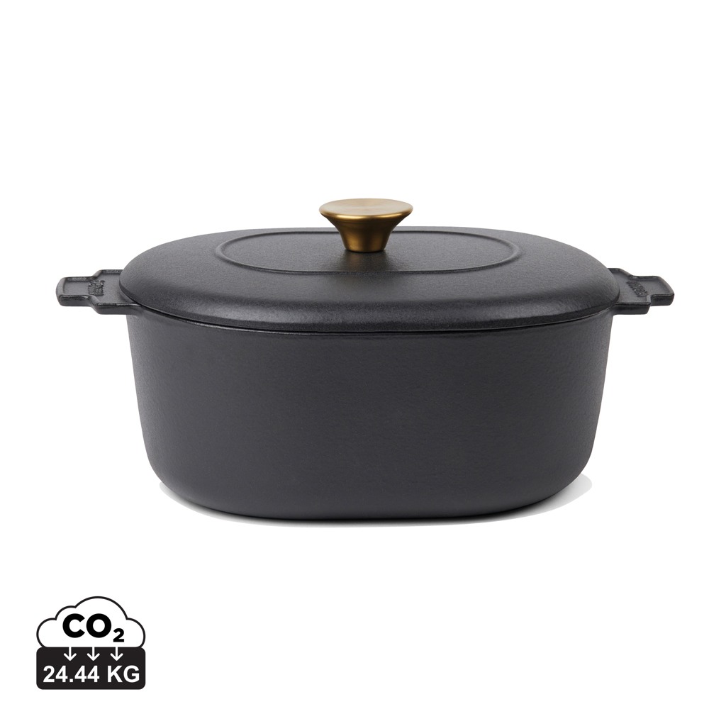 Cocotte en fonte noire avec couvercle doré