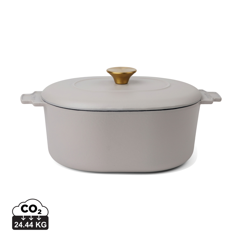 Cocotte beige avec couvercle et bouton doré