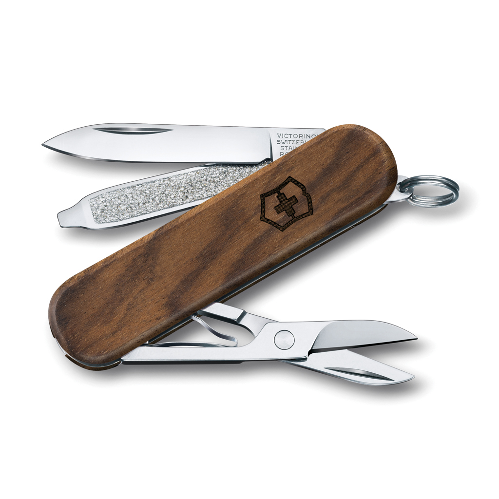 VICTORINOX Couteau de poche en bois, 5 fonctions Classic SD