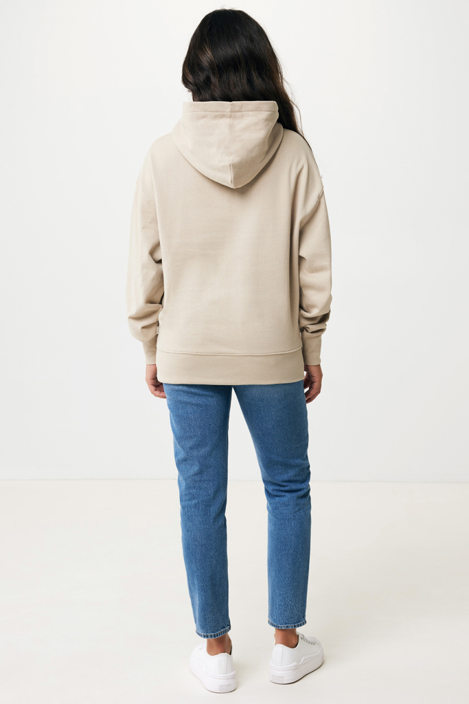 Vue arrière femme sweat à capuche beige